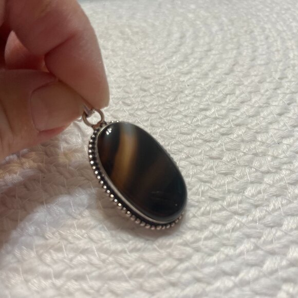 Natural MONTANA AGATE Handmade Sterling 925 Pendant/Chain #420D - Picture 1 of 3